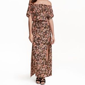 H&M Paisley maxi dress off the shoulder US6